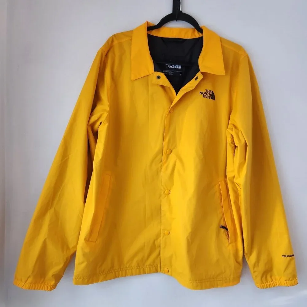 The North Face TNF Classic Wind Breaker Rain Jacket Windwall Yellow Fisherman L